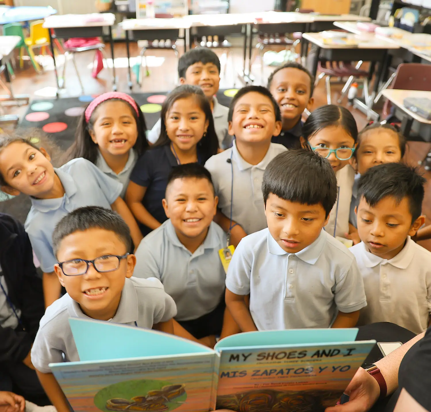 elementary classroom reading a book